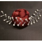 Accesoriu modern pentru decor par WED14 Argintiu cu cristale si perle de 35cm